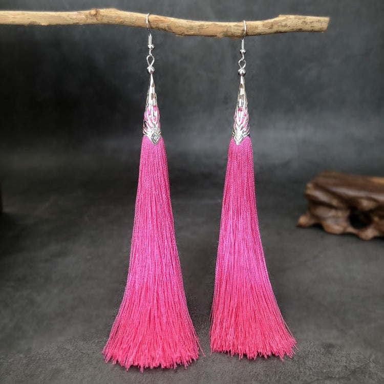 Women's Ethnic Style Tassel Classical Temperament Long Rings