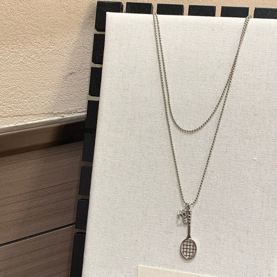 Women's Racket Tassel Long Sweater Chain Casual Necklace