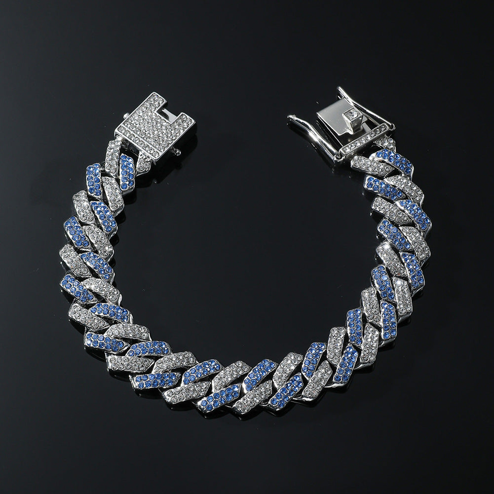 Women's & Men's Hop Style Cuban Link Chain Full Diamond Double Bracelet