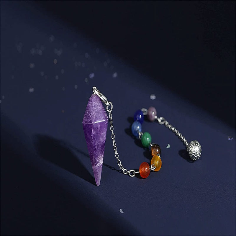 Six Sides Rhombus Stone Natural Hexagonal Cone Spirit Pendants