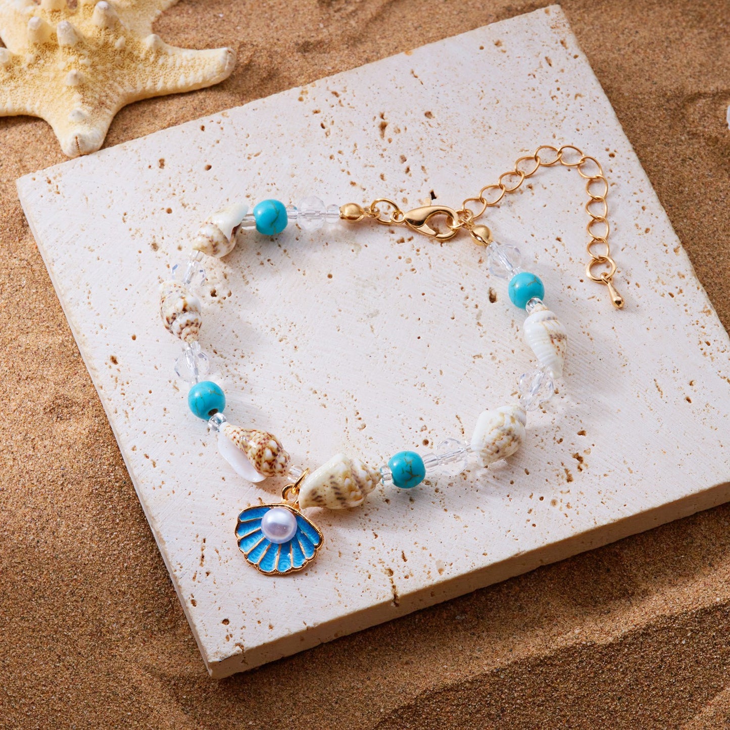 Bohemian Beach Foot Fashion Conch Crystal Bracelet