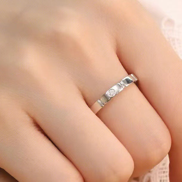 Women's & Men's Square Sugar Romantic Encounter Couple Sterling Sier Pair Rings