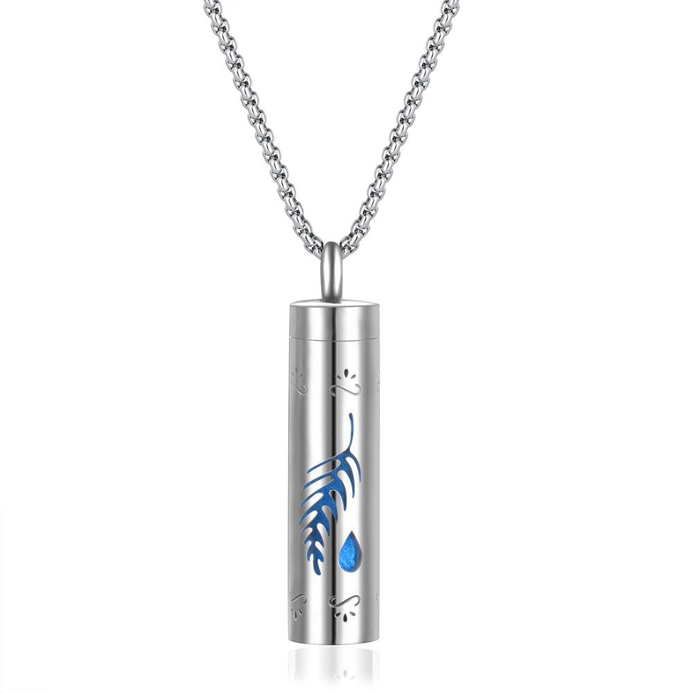 Perfume Bottle Essential Oil Stainless Steel Cylinder Corrugated Couple Pendants