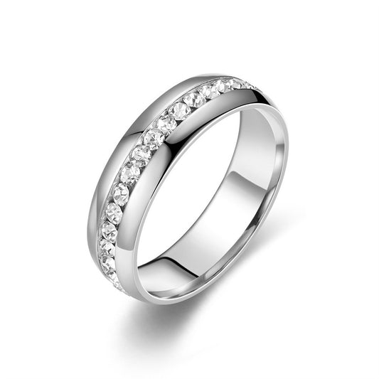 Titanium Steel Starry Diamond Rhinestone Female Stainless Ring