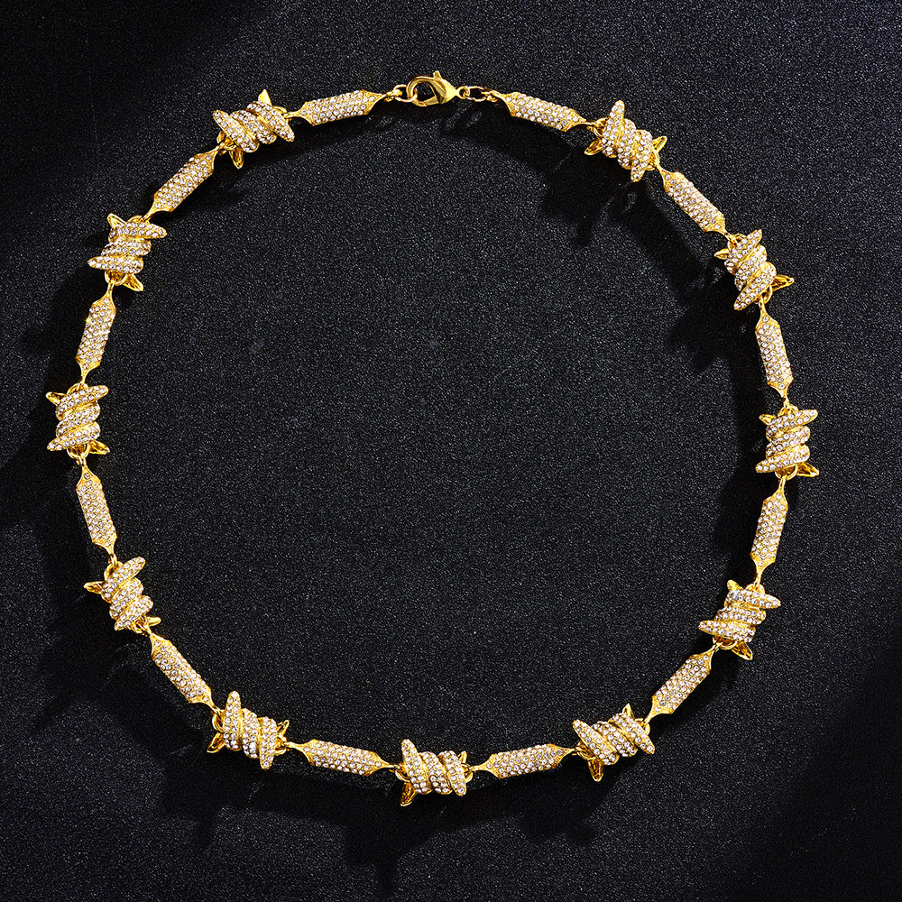 Hip Hop Irregular Three-dimensional Alloy Dense Inlaid Infinite Chain Cuban Necklace