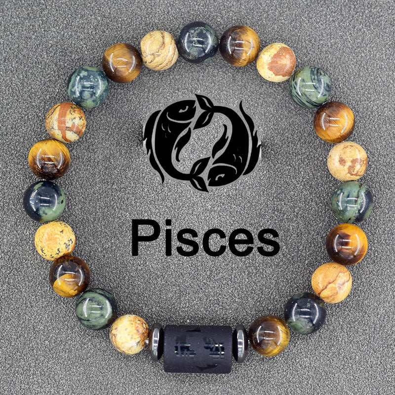 Constellation Natural Stone Beaded Twee Tigereye Bracelet