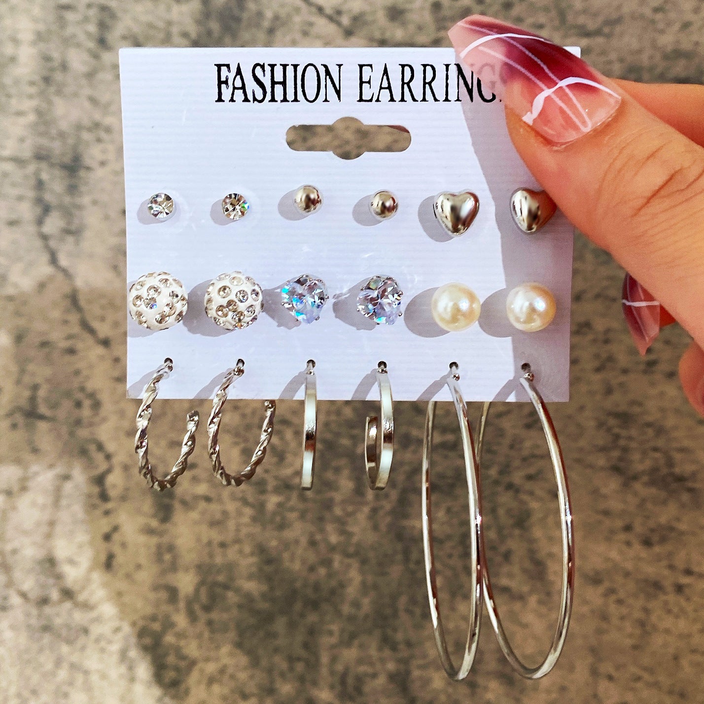Ear Square Geometric Vintage Pearl Hepburn Style Earrings