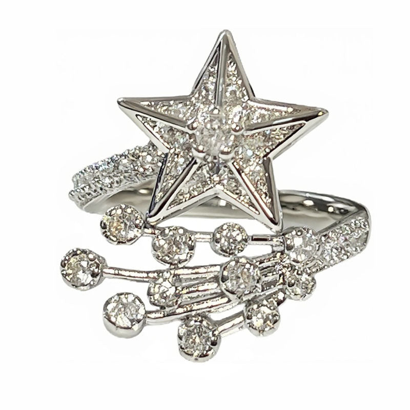 Diamond Flower Language Light Luxury Mix Match Personality Bow Tie Ring