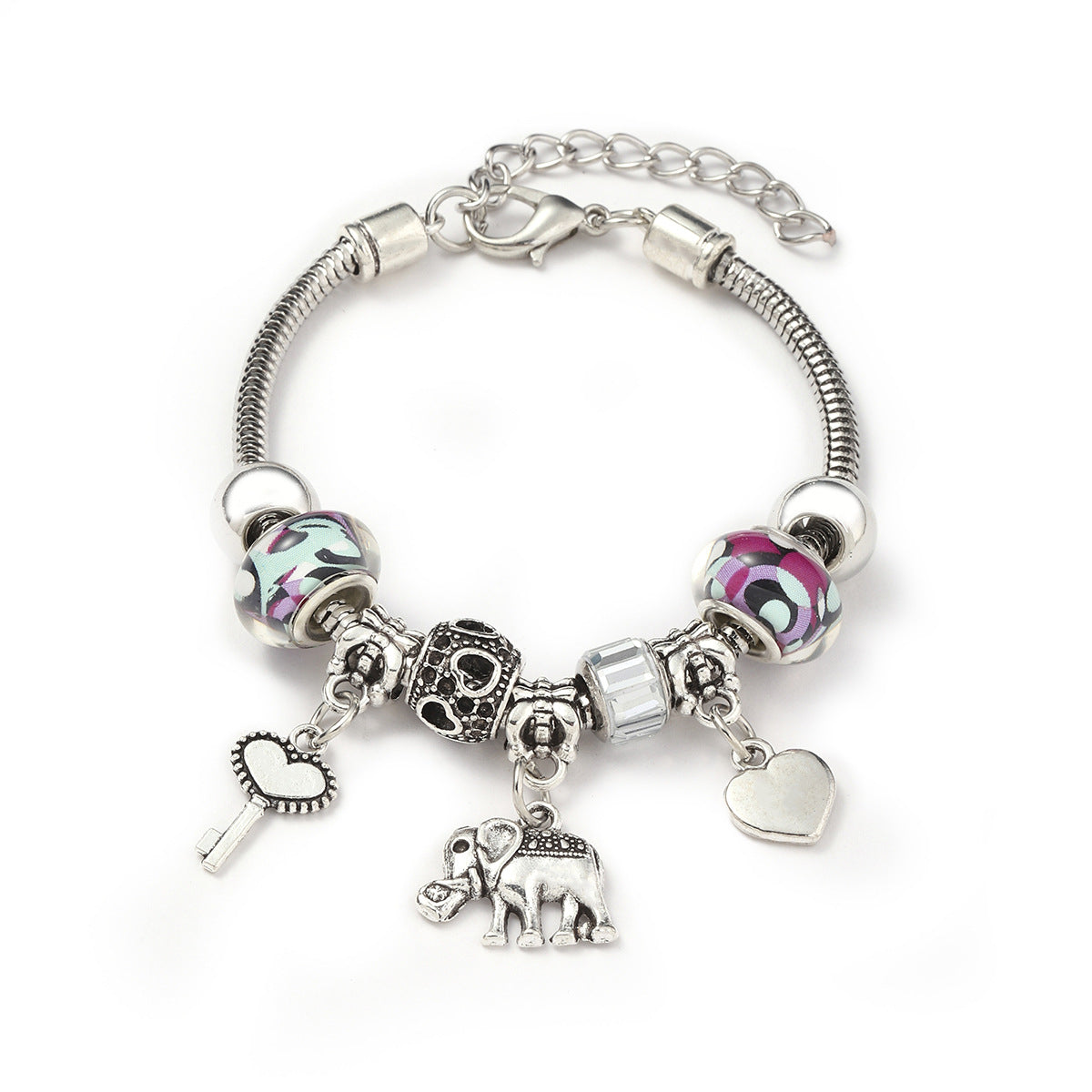 Glass Bead Small Elephant Lucky Tree Retro Transparent Bracelet