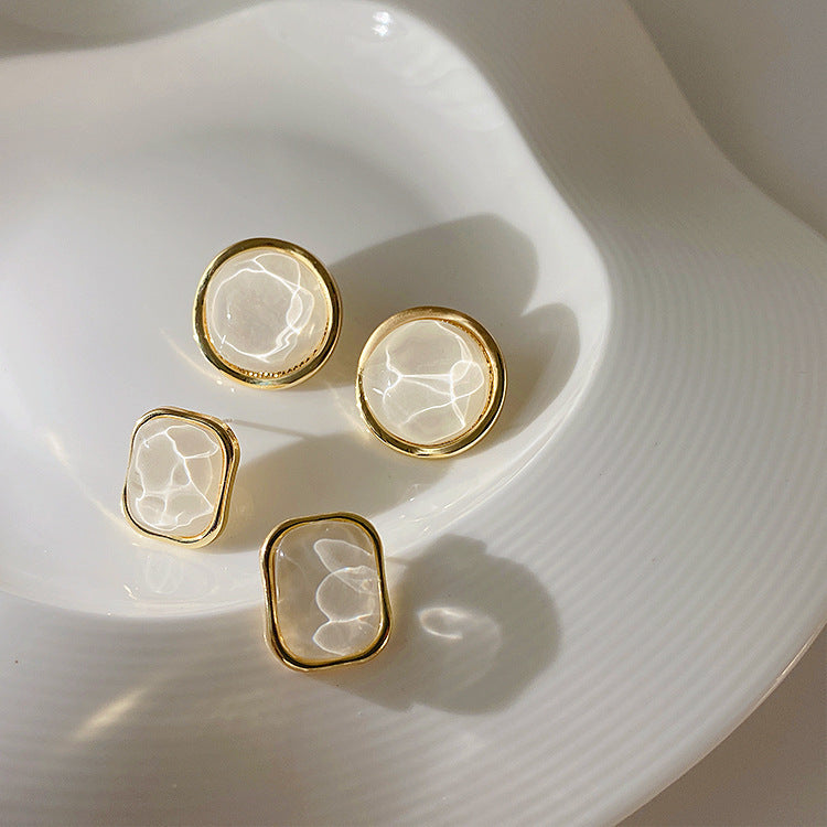 Women's Needle Round Opal Stone Ear Retro Rings