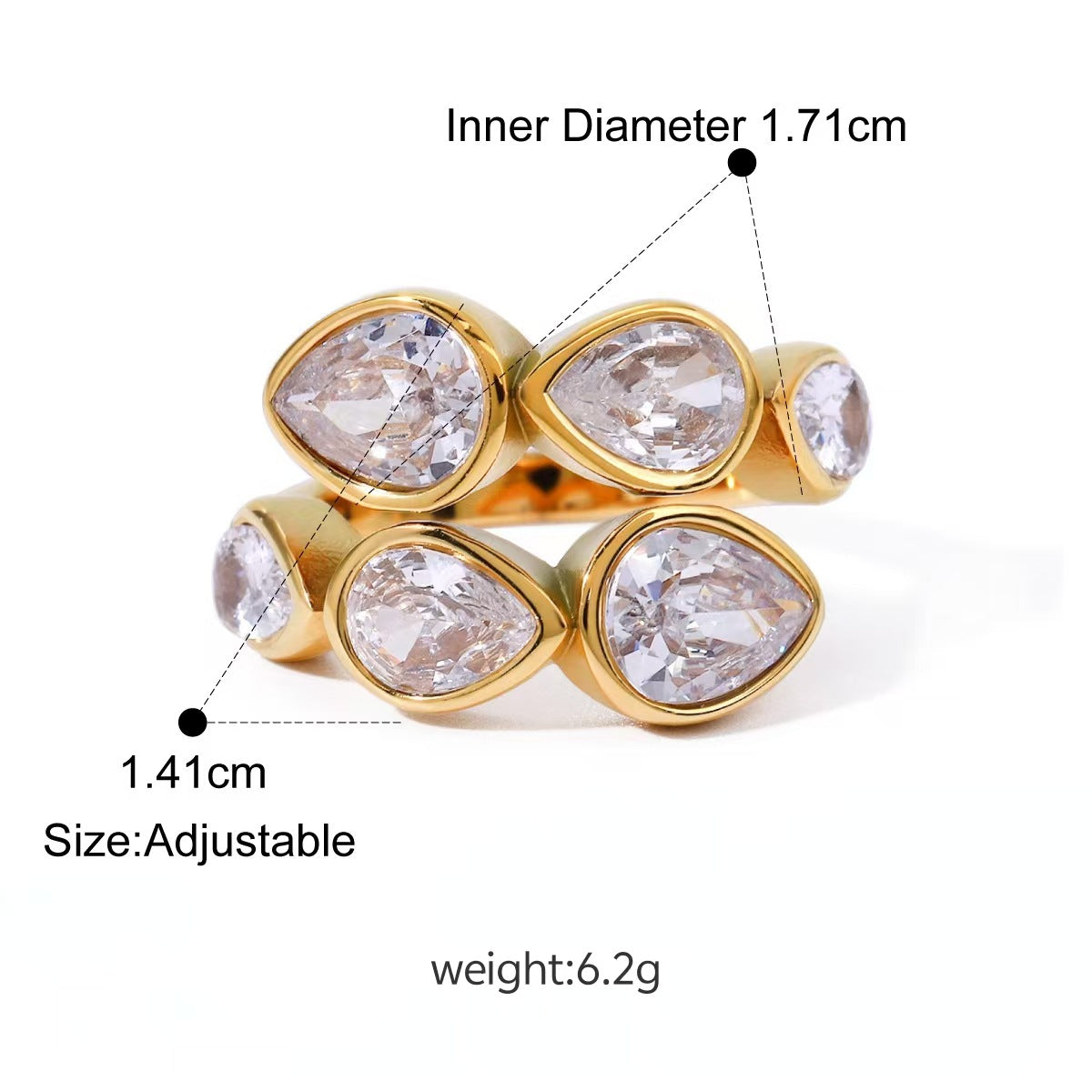 Women's Zircon Titanium Steel No Fading Light Luxury Ring