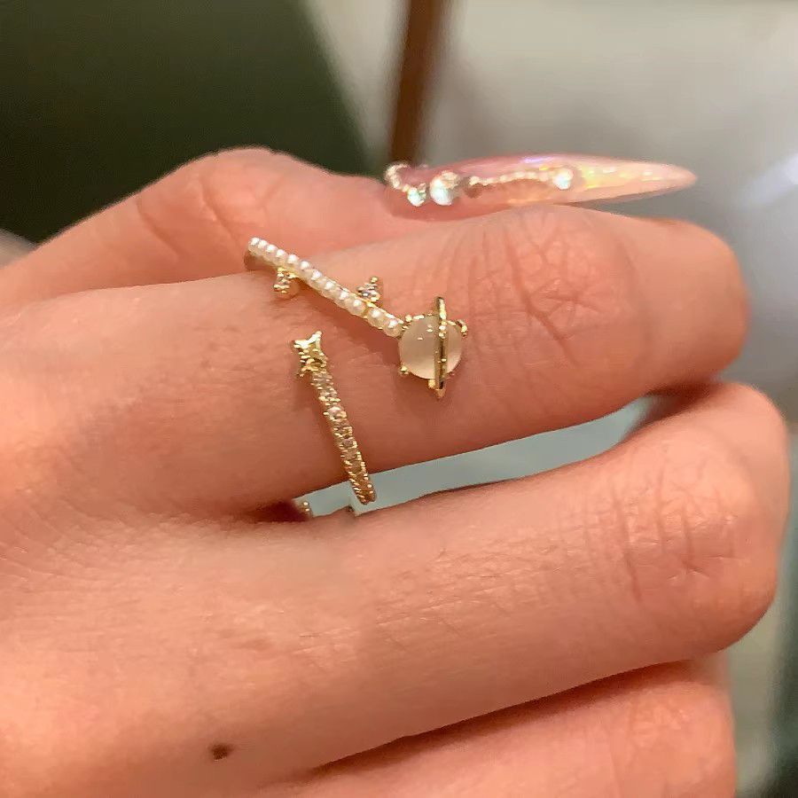 Zircon Simple Female Opening Adjustable Index Finger Light Luxury Rings