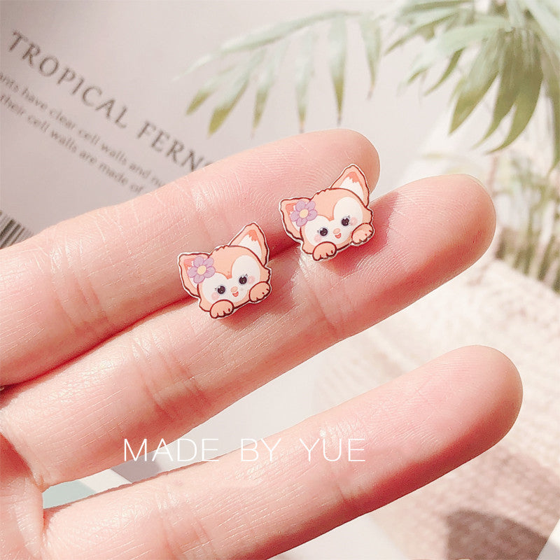 Suit Combination Niche Unique Small Fish Cat Female Sier Earrings