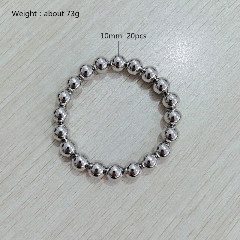 Women's Simple Beaded No Waterproof Hard-wearing Stainless Steel Beads Elastic Bracelets