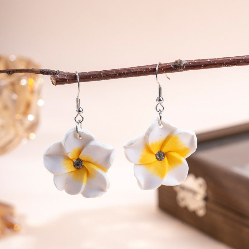 Colorful Flower Acrylic Duplex Printing Three-dimensional Earrings