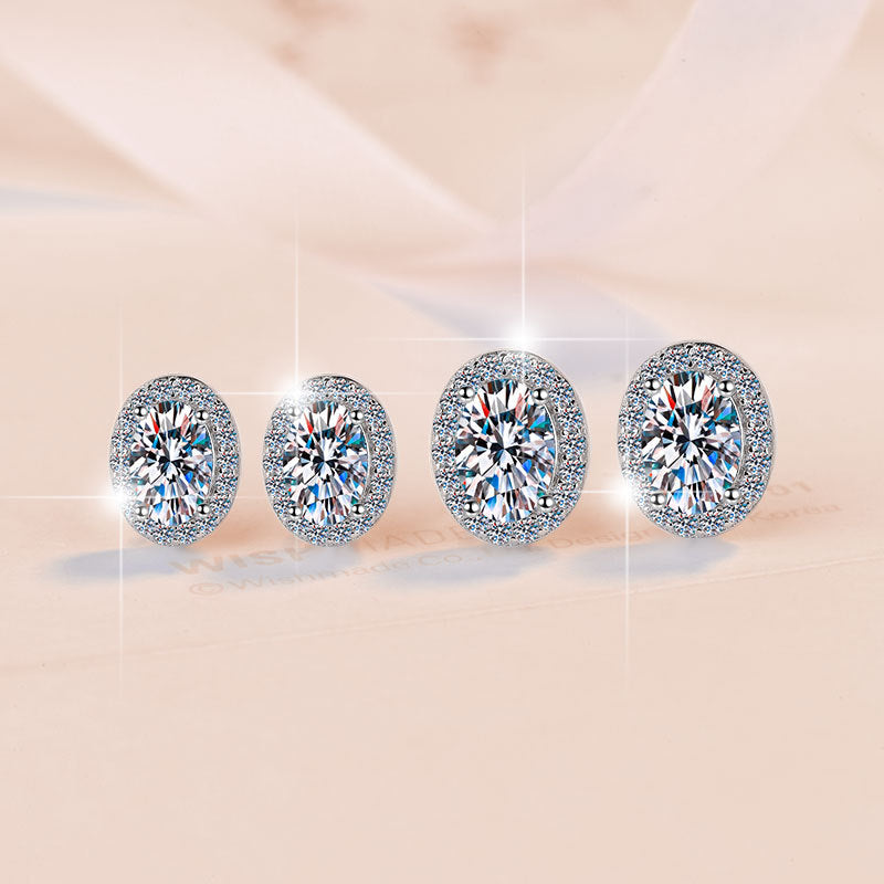 Sterling Sier Denier Big Diamond Moissanite Earrings