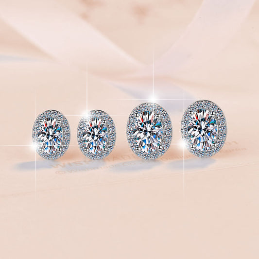 Sterling Sier Denier Big Diamond Moissanite Earrings