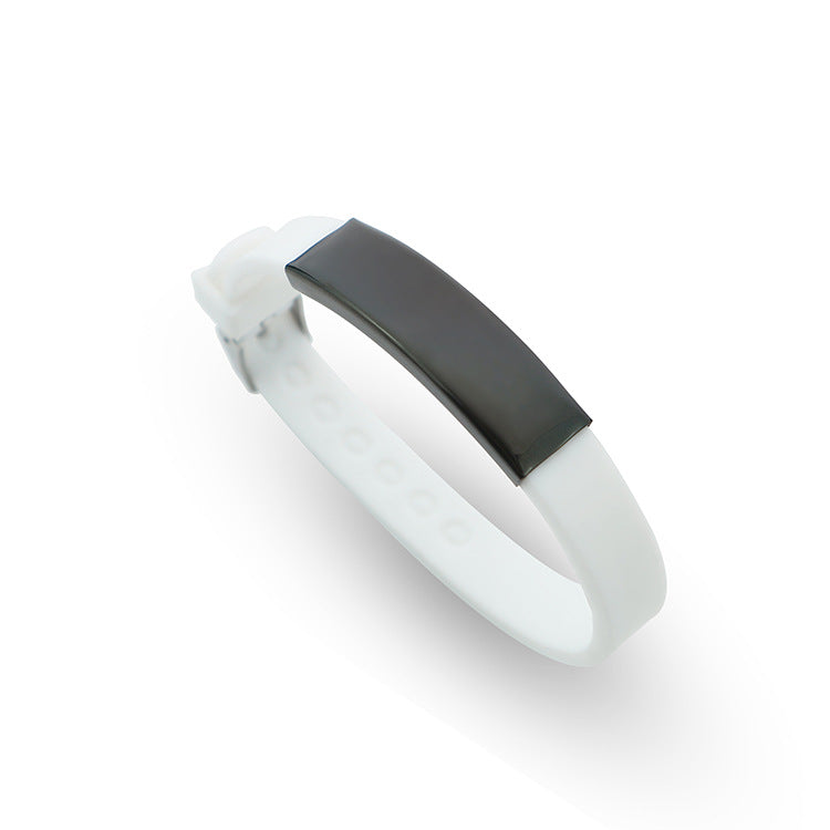 Soft Silicone Wristband Fashion Simple Couple Can Carve Writing Stainless Bracelet