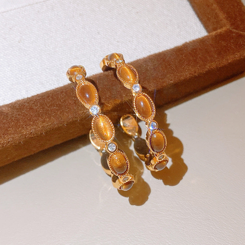 Women's Needle Inlaid Zircon Leaves Tassel Personalized Design Earrings