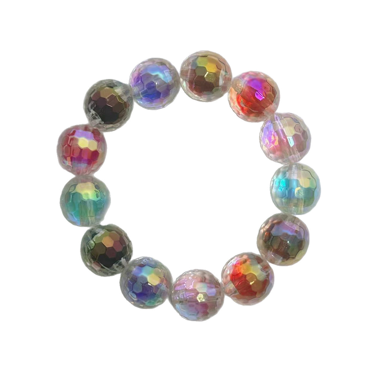 Polygon Cut Surface Acrylic Beads Inner Color Crystal Beaded Live Bracelet