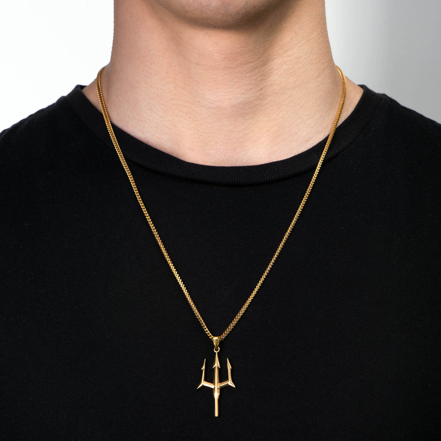 Men's Steel Classic Minimalist Sea King Trident Vacuum Gold Necklaces