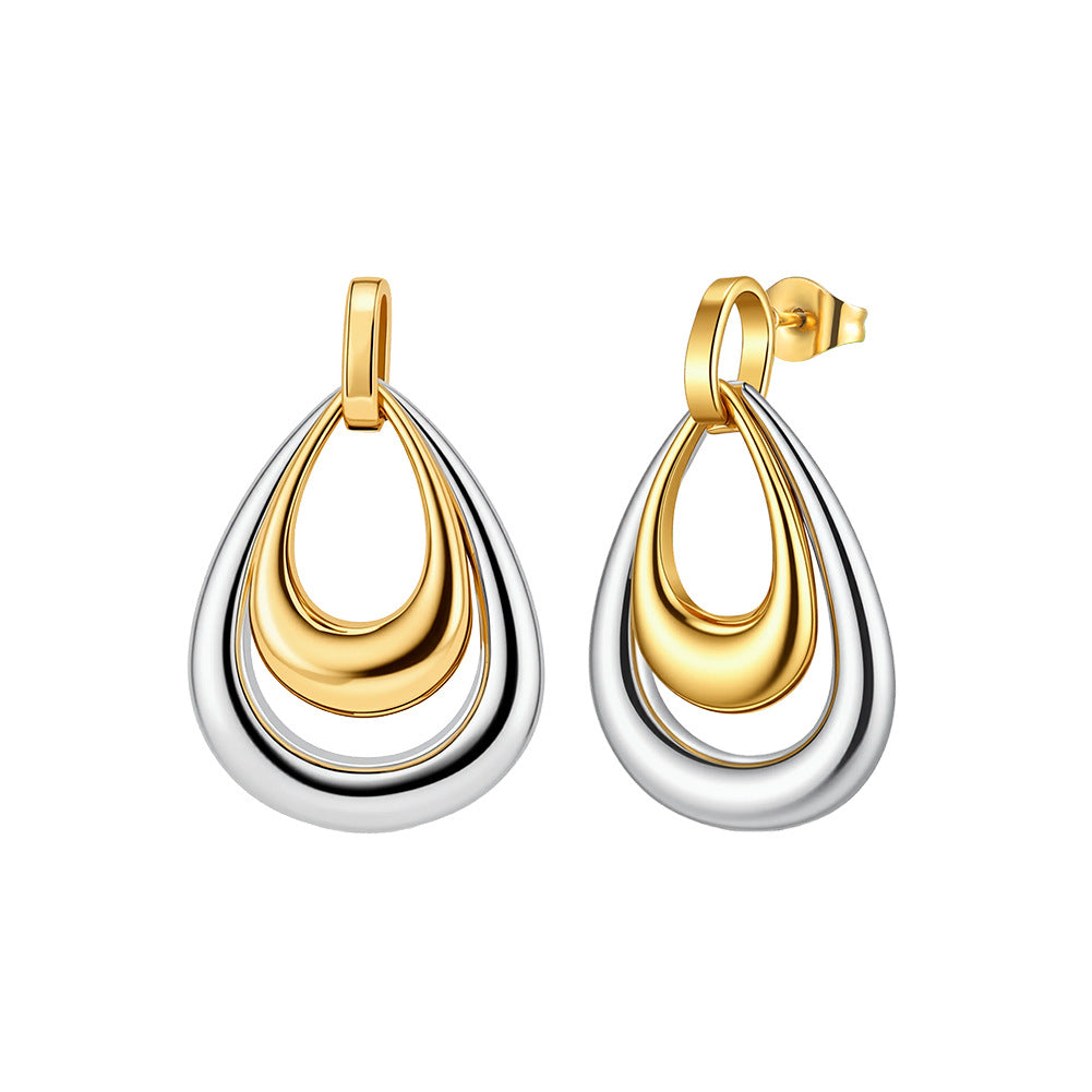 Women's Stainless Steel Diamond Tassel Simple Niche Everyday Joker Twin Collection Earrings