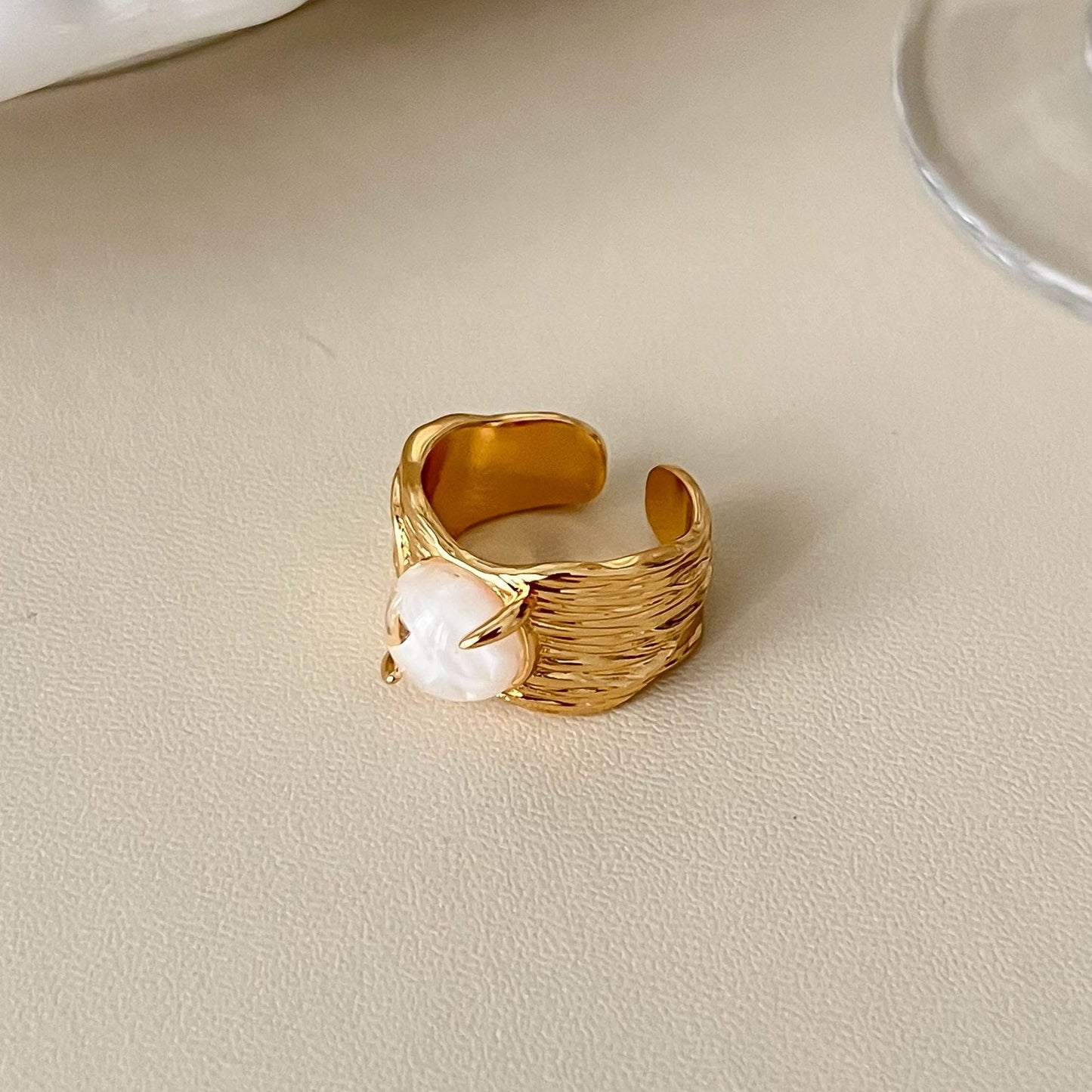 Interest Light Luxury Retro Minority Wide Personality Versatile Opening Adjustable Ring