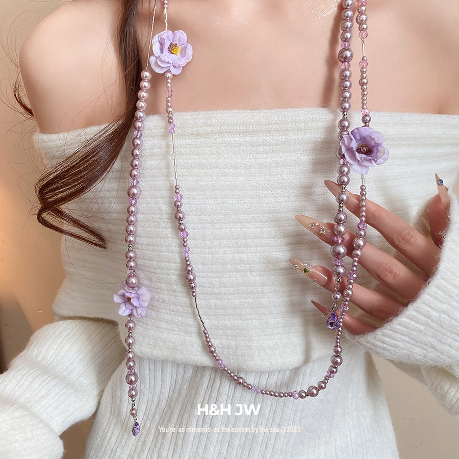 Fabric Flower Tassel Vacation Style Sweet Fresh Necklace