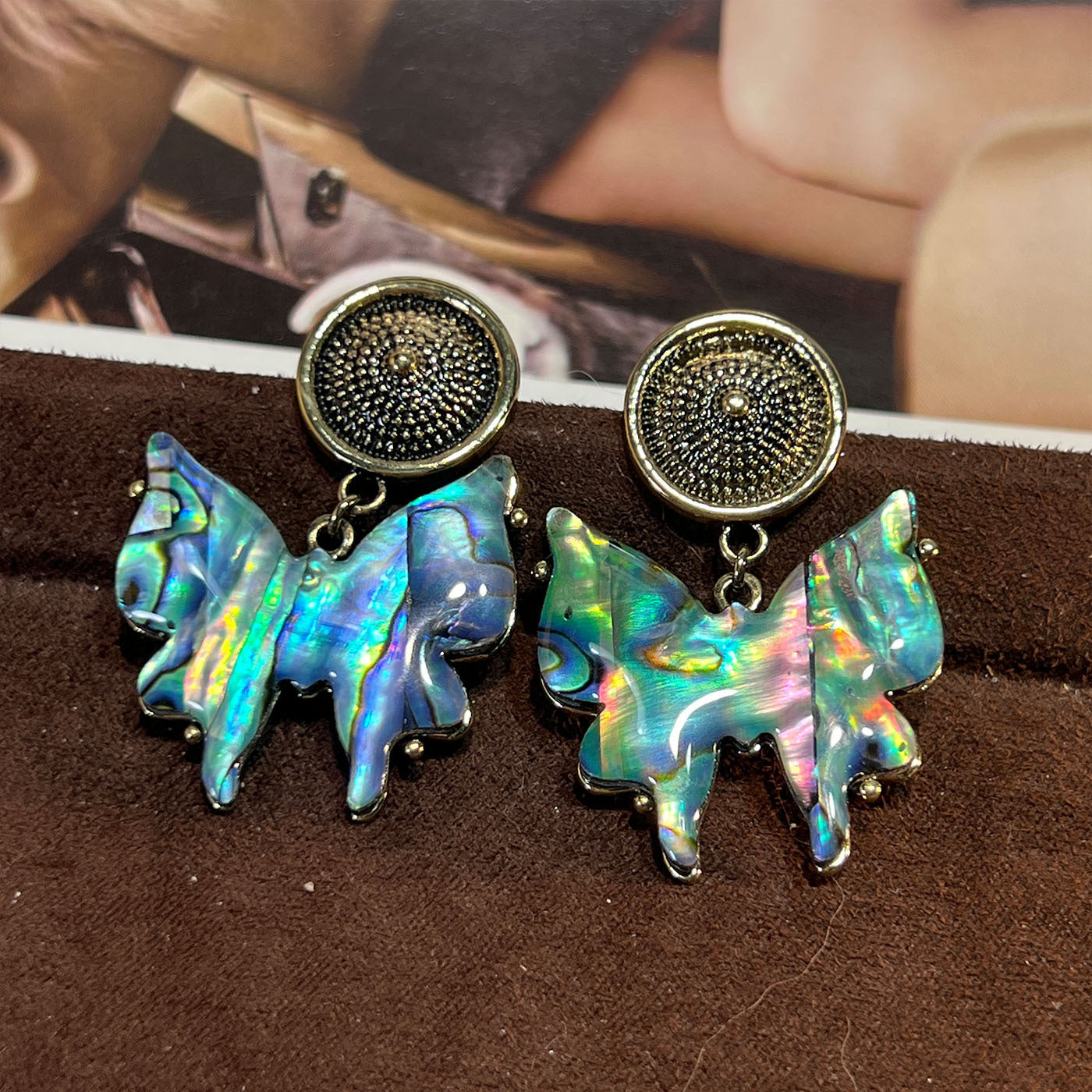Women's Abalone Shell Series Gold Plated Environmental Protection Fashion French High-grade Earrings