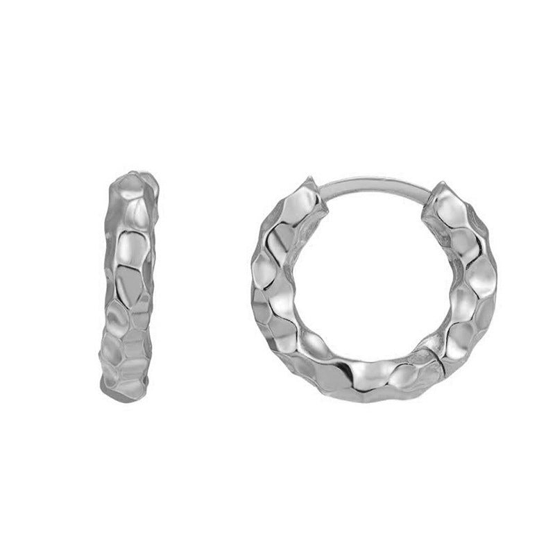 Sier Needle Light Luxury Geometric Inlaid Zircon Ear Simple Fashion Earrings