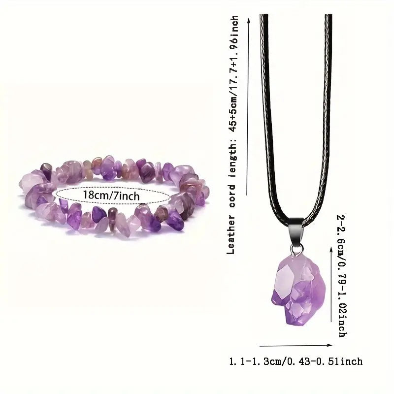 Stone Amethyst Crystal Bud Irregular Rough Necklaces
