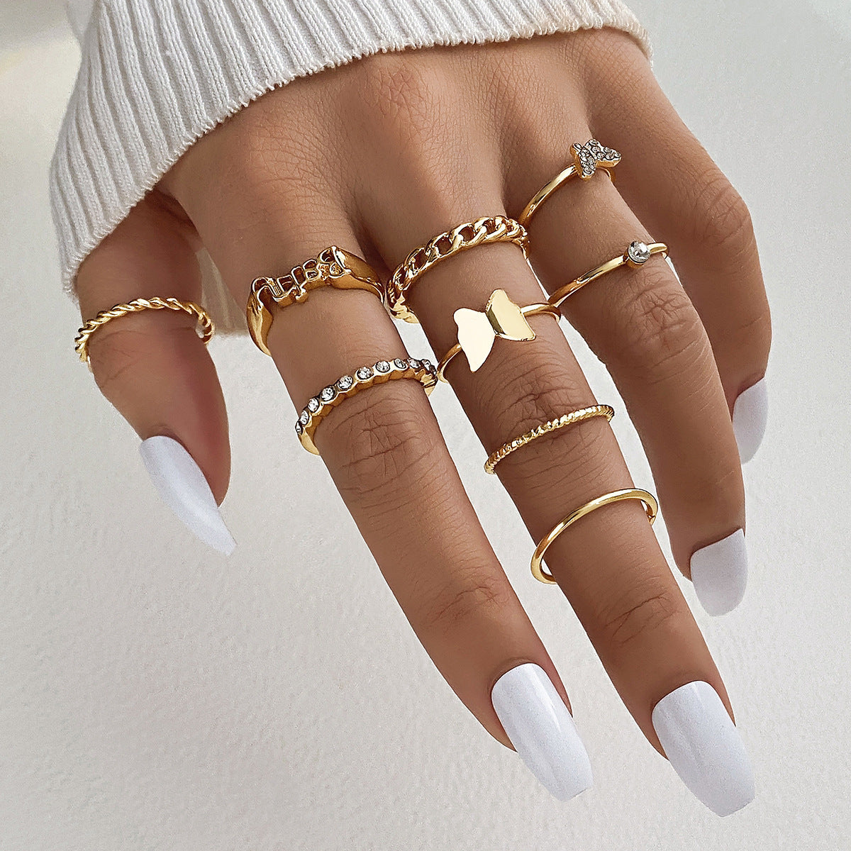 Snake Set Hollow Chain Cross Twist Rings