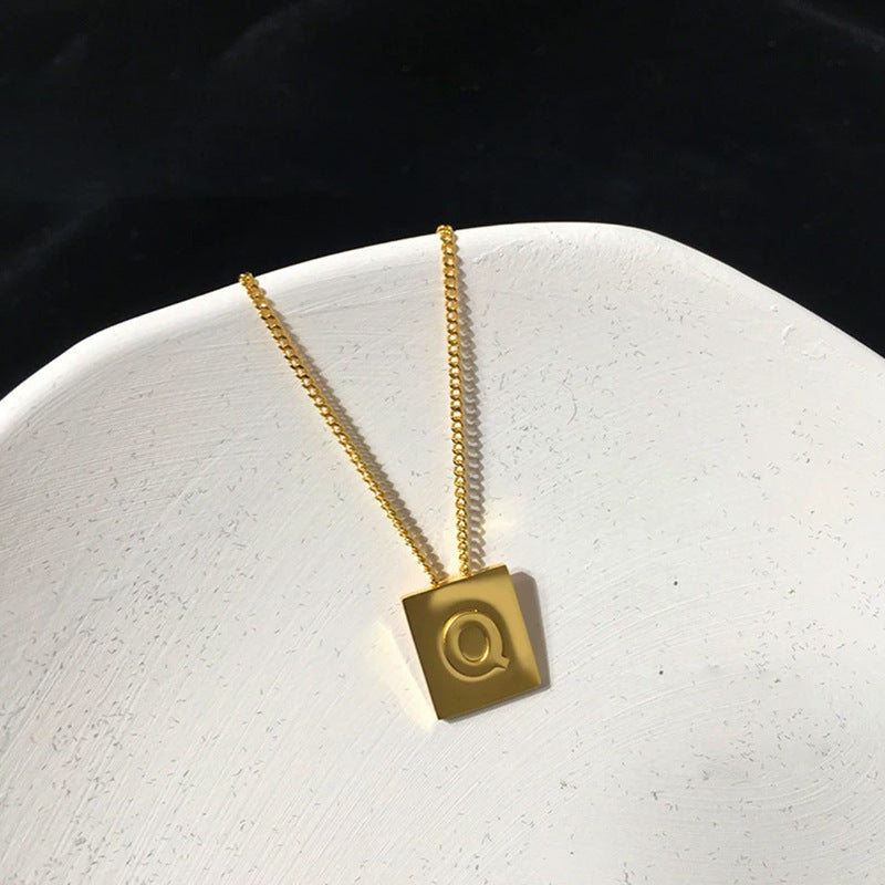 Letter Square Plate English Gold Female Clavicle Necklace