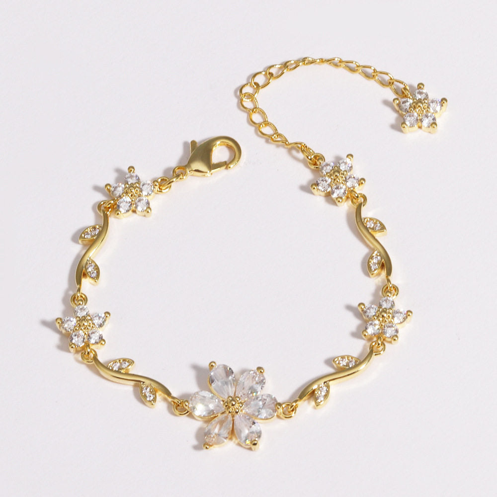 Cute Sweet Pastoral Style Love Heart Flowers Valentine's Day Bracelet
