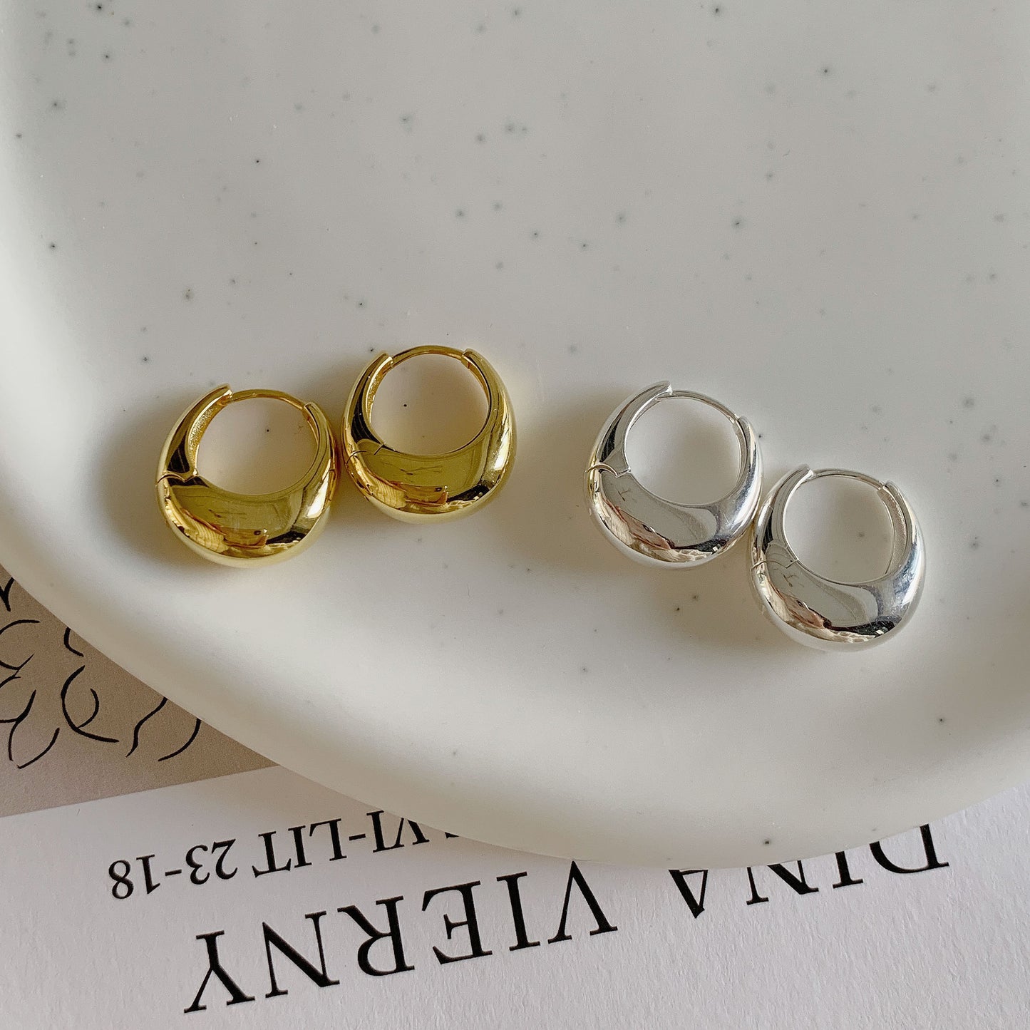 Sier Water Drop Clip Korean Style Personalized French Retro Simple Ear Buckle