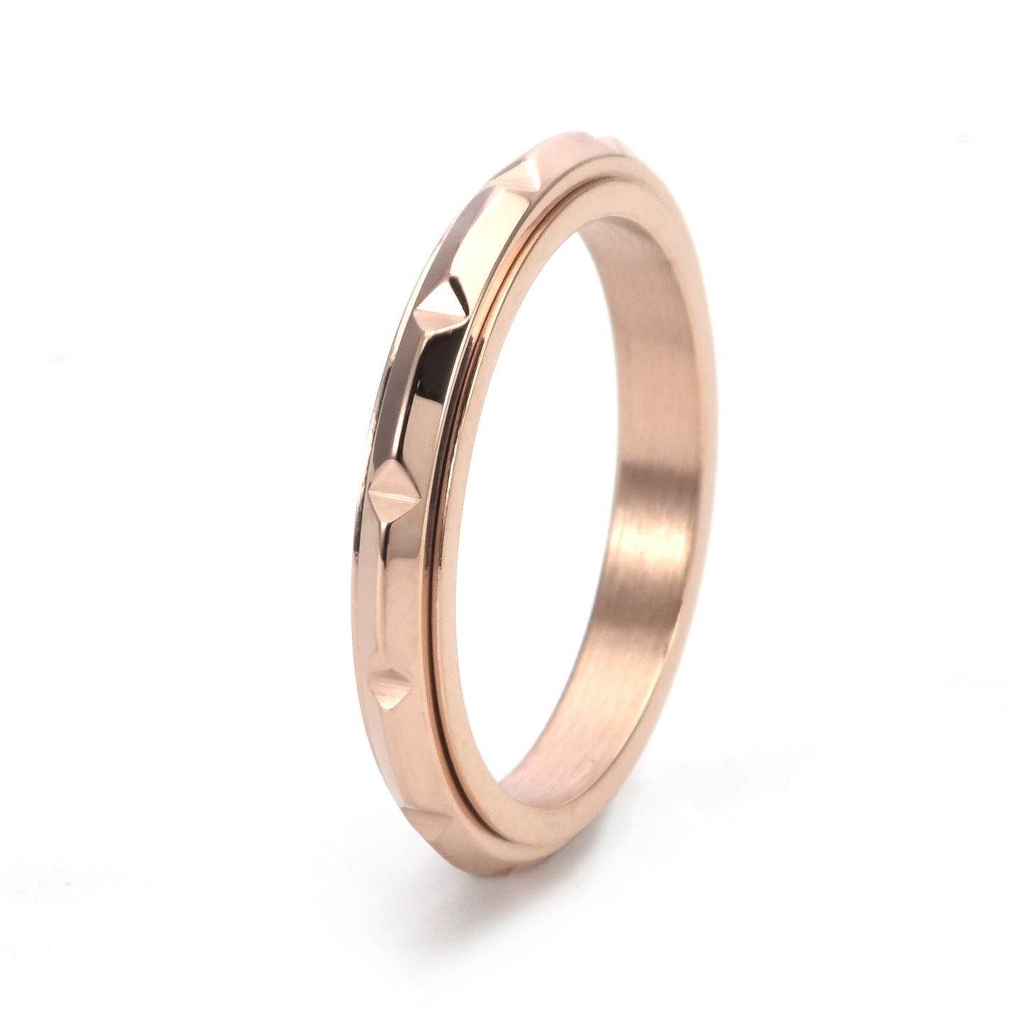 Women's Extremely Fine Rose Gold Titanium Steel Rhombus Bamboo Rings