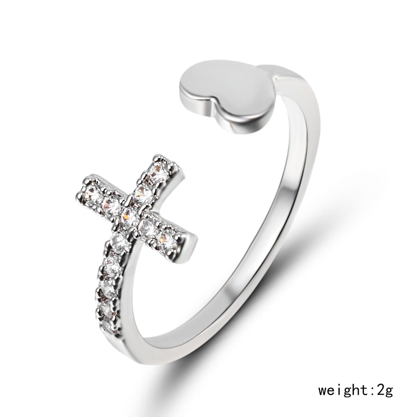 Women's Diamond Cross Heart-shaped Open Geometric Peach Rings