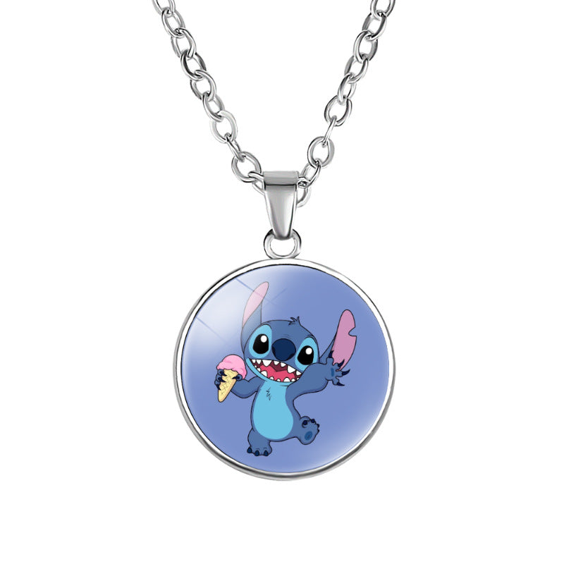 Children's Star Stitch Cartoon Pattern Time Stone Necklaces