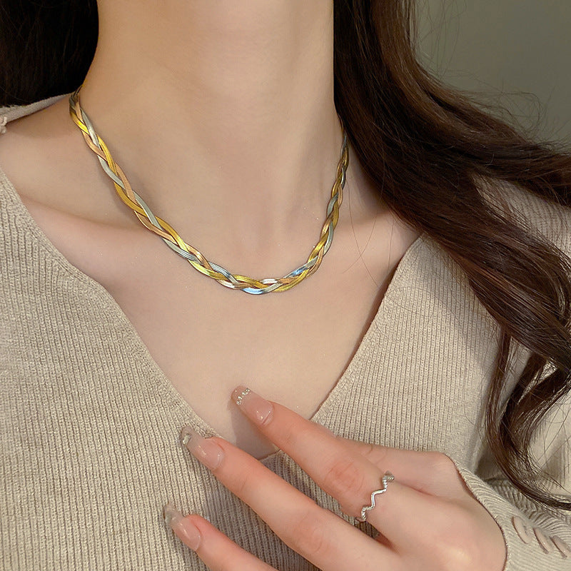 Steel Blade Chain Winding Minimalist Design Clavicle Advanced Necklaces