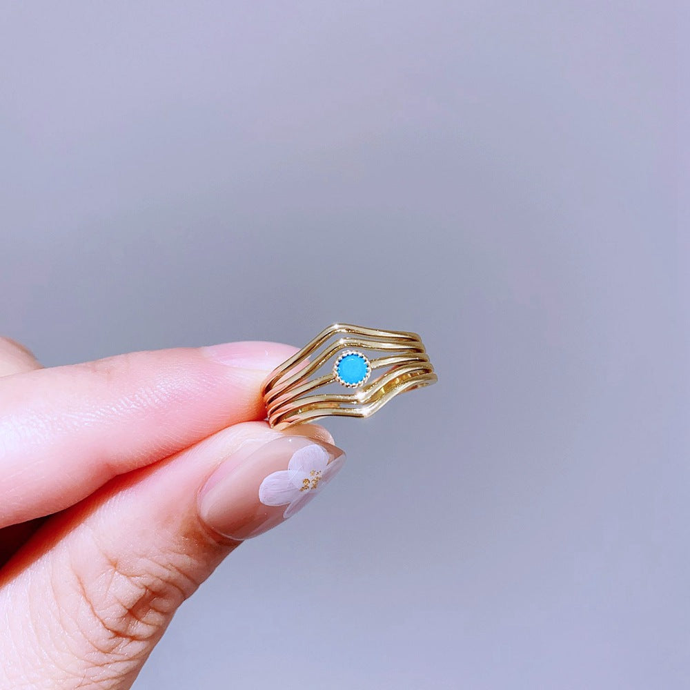 Light Luxury Minority Design Colorful Gemstone Rings
