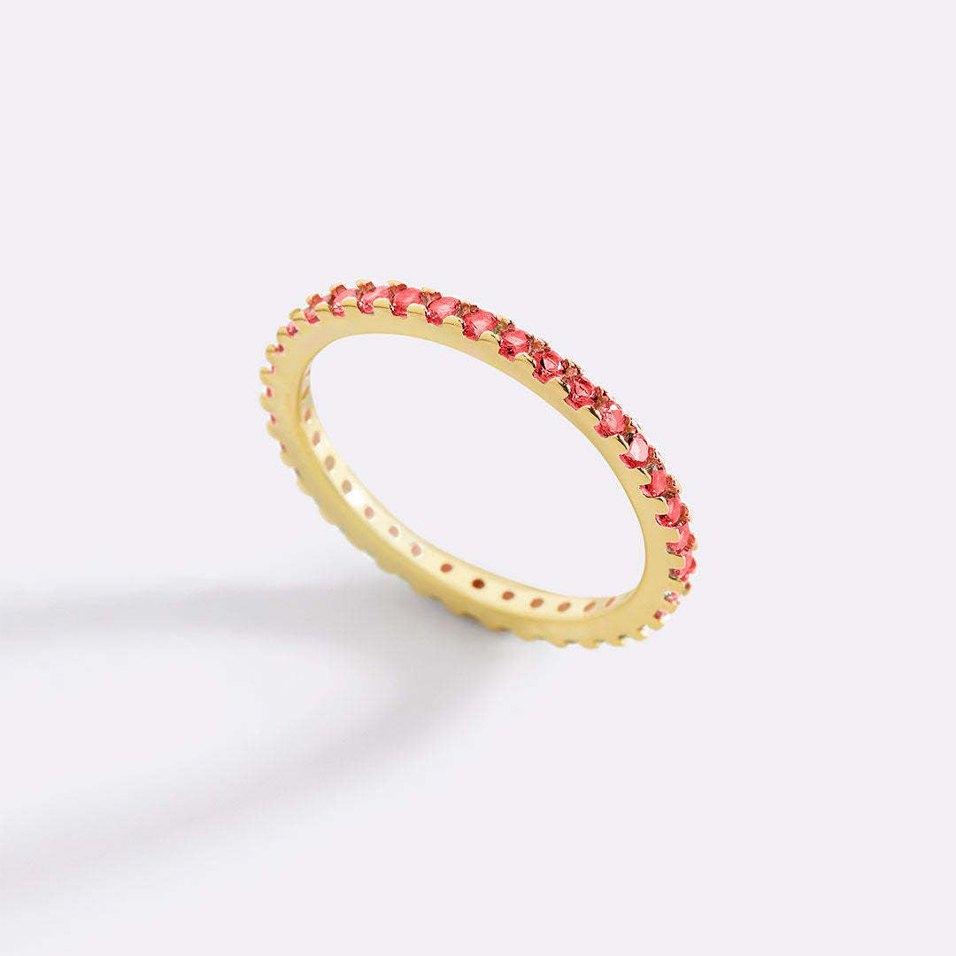 Women's Colorful Full Diamond Twin Birthstones Zircon Niche Rings
