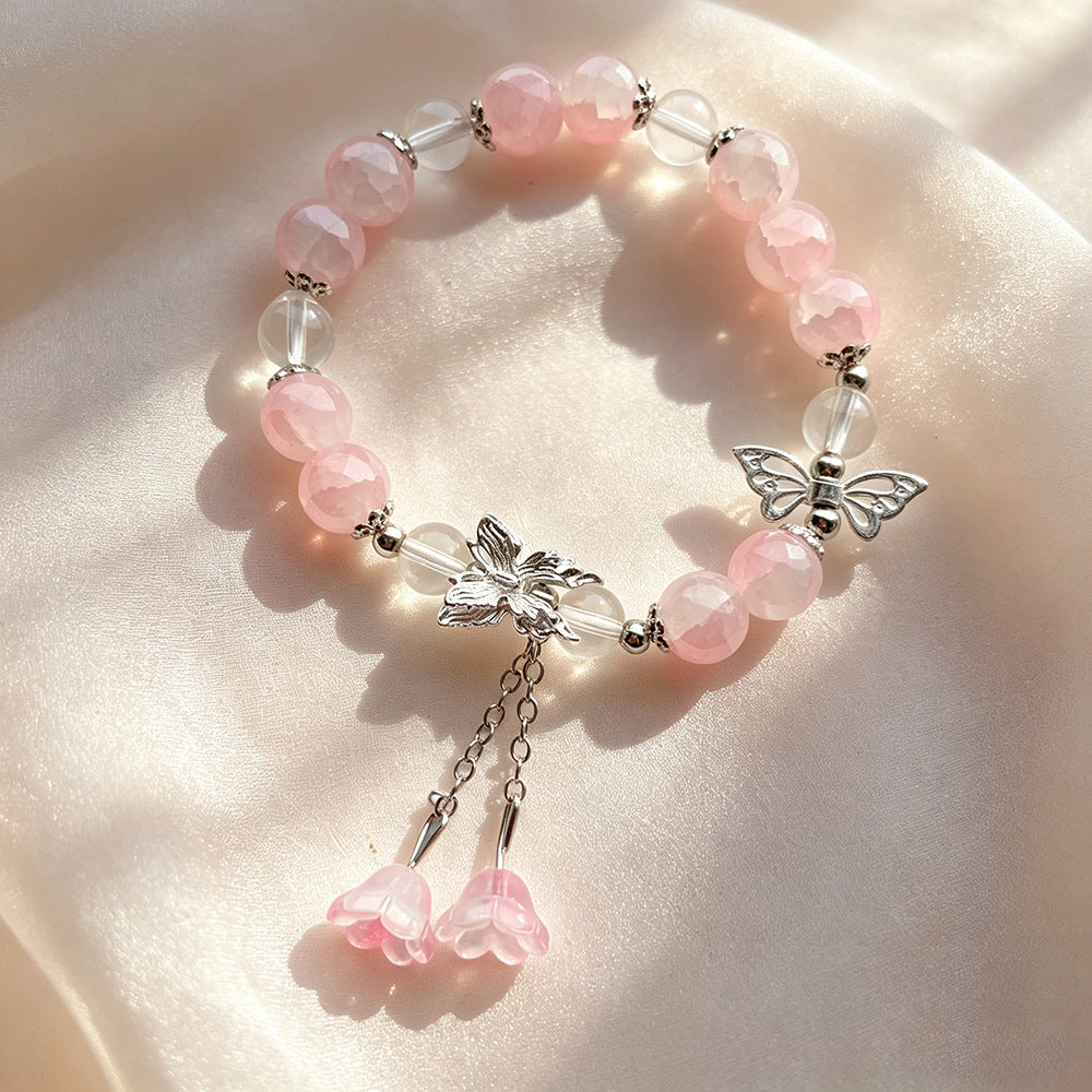 Glaze Butterfly Lily Design Female High-grade Sweet Girlfriends Bracelets