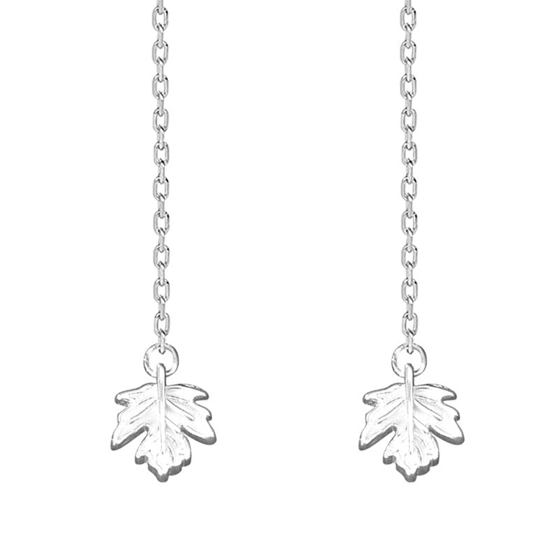 Women's Maple Leaf Fashion Temperament Chain Long Tassel Leaves Simple Rings