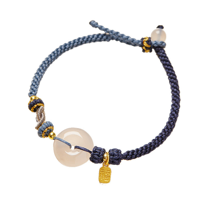 Women's & Men's Natural Agate Peace Buckle Couple For Free Gifts Friends Hand-woven Bracelet
