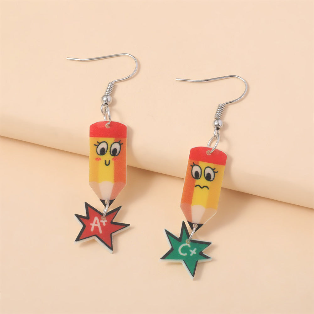 Environmentally Friendly Acrylic Personalized School Opening Paper Plane Books Earrings