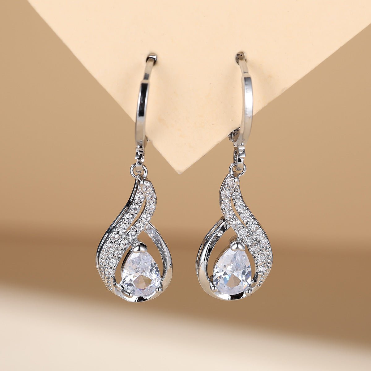Stylish Water Drop Zircon Lady Temperament Earrings