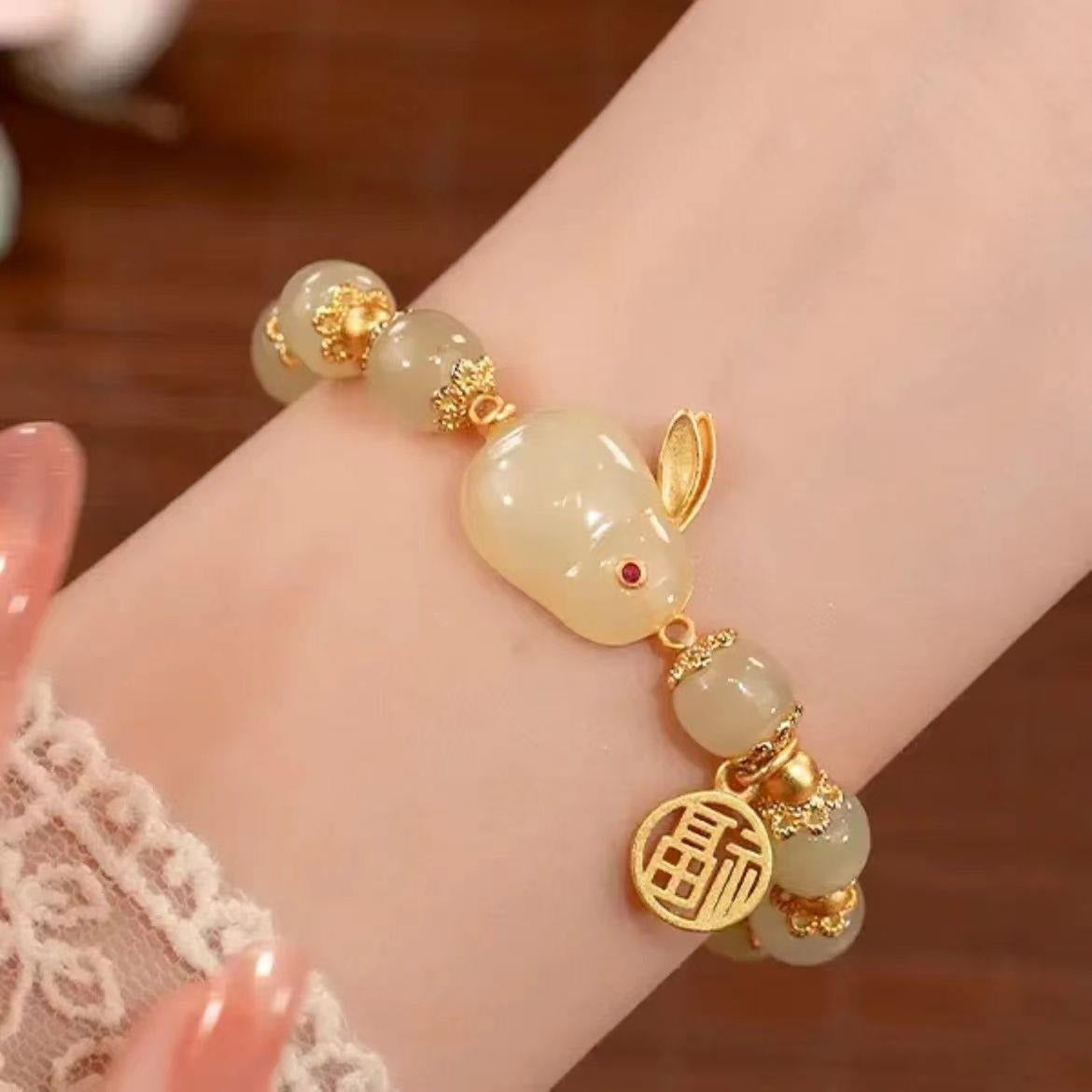 Women's Jade Rabbit Blessing Card For Design Good-looking Girlfriends Bracelets