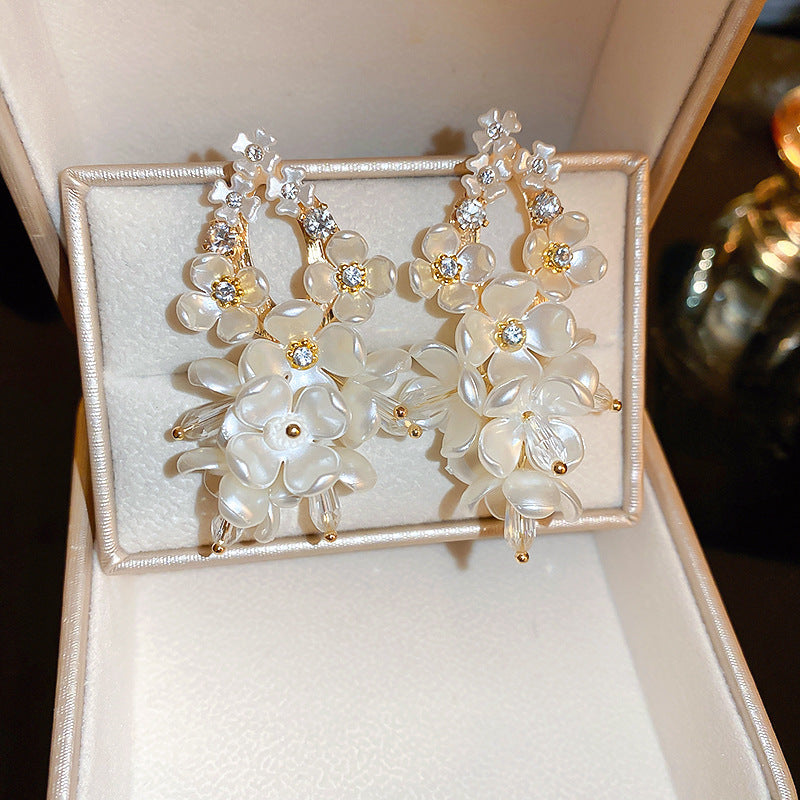 Needle Butterfly Enamel Vintage Court Style Delicate Light Luxury Earrings