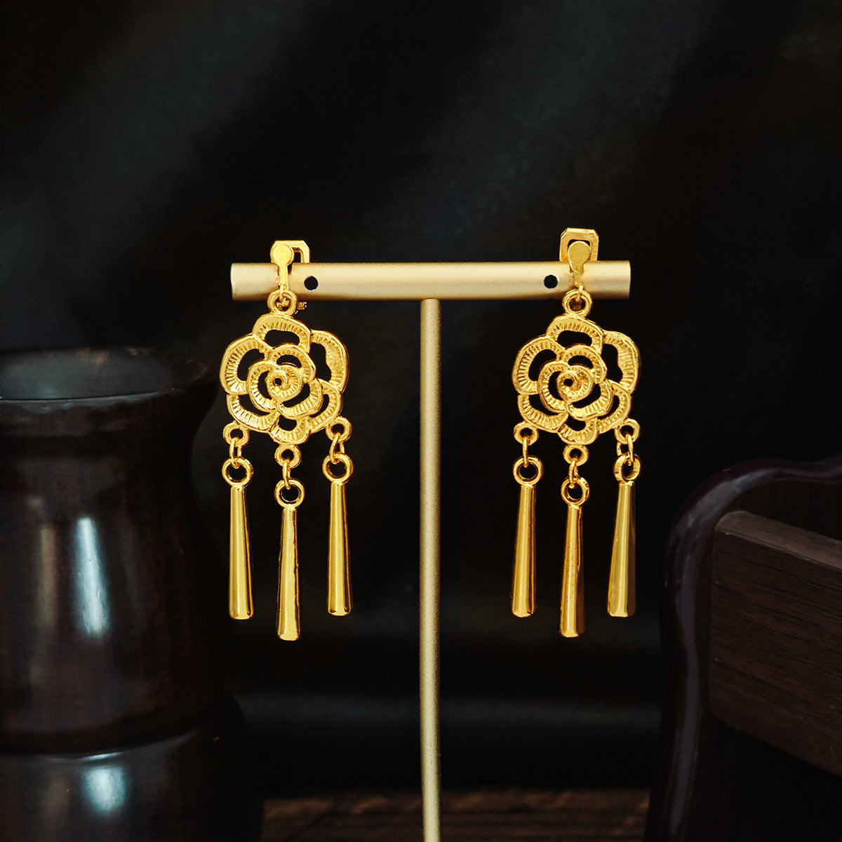 Long Water Drop Tassel Tourist Attractions Diamond Ears Earrings