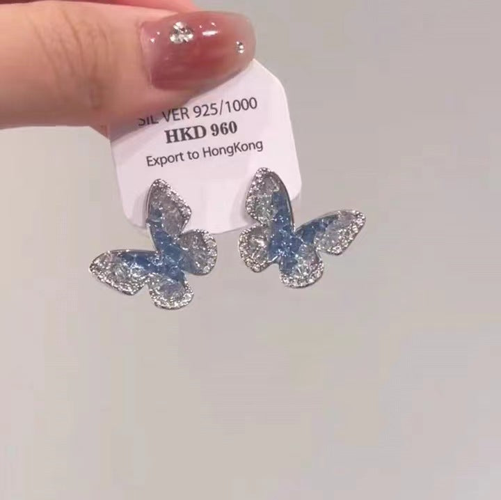 Niche Super Fairy Female Temperament Butterfly Ear Clip Light Luxury Stud Earrings